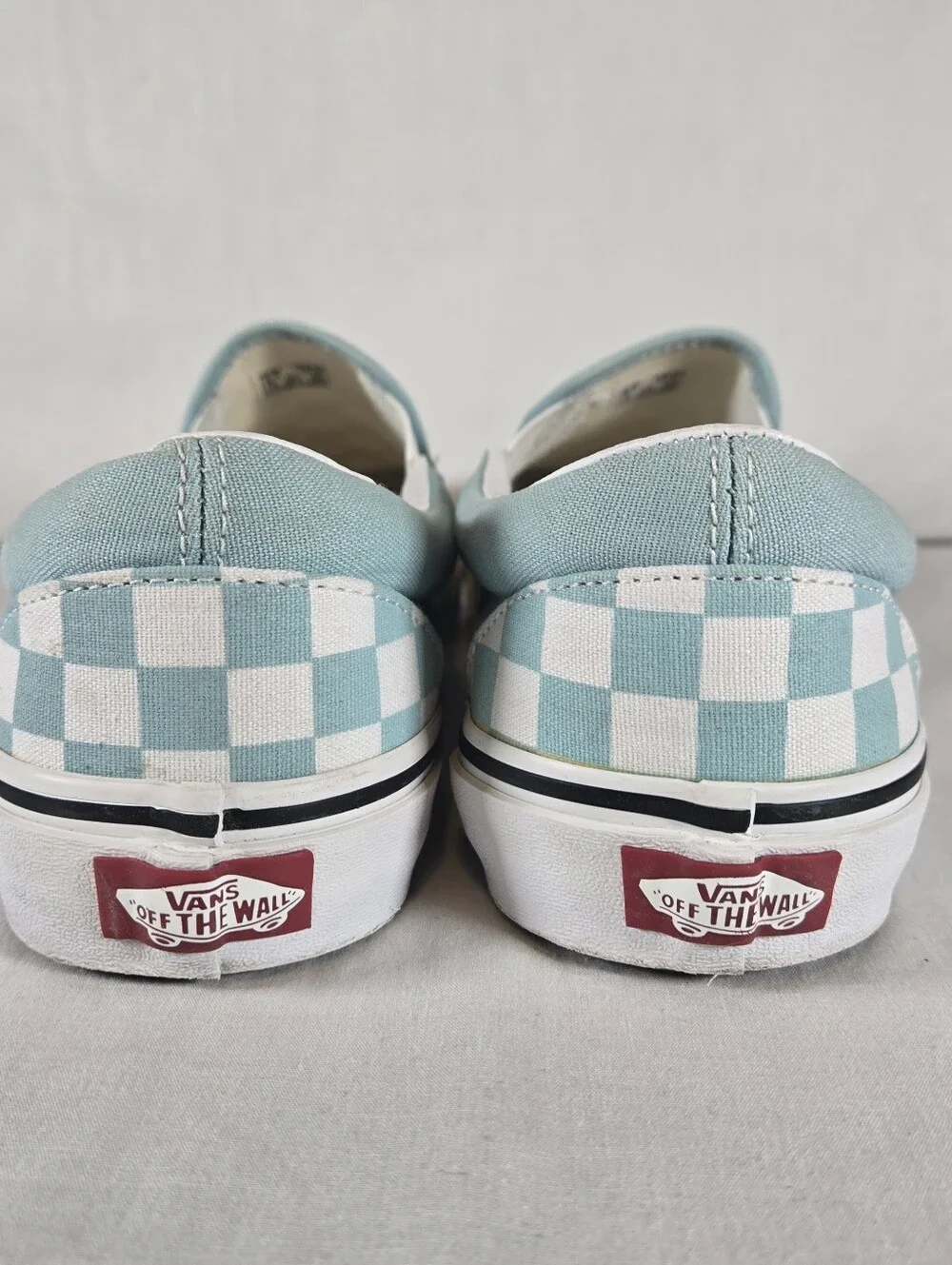 VANS Classic Slip-On Checkerboard Canvas Shoes Aqua Haze 8.5 Men 10 Women